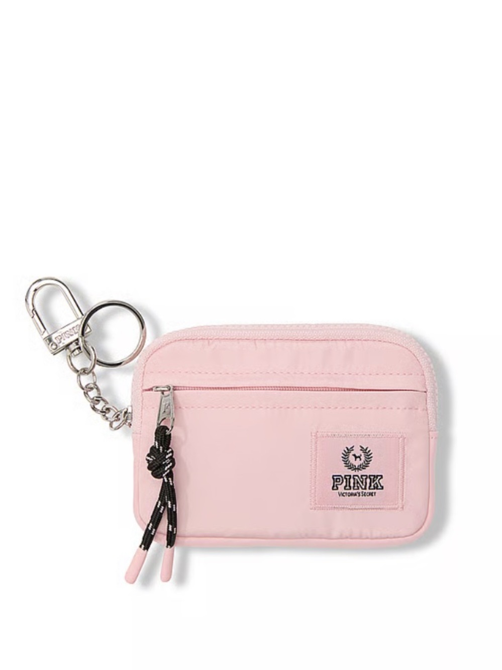 PINK Victoria's Secret Light Pink Zip Card Pouch with Keychain Clip